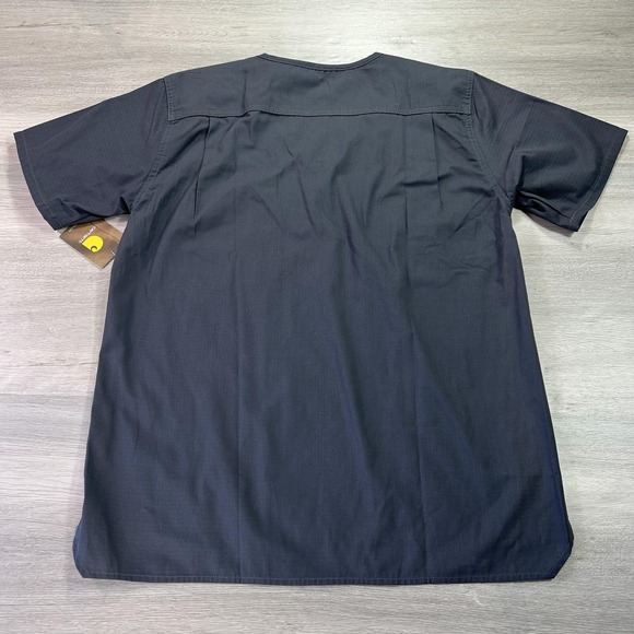 NEW Carhartt Scrub Shirt Mens Small Dark Pewter Ripstop V-Neck Clinic C15108 - Picture 2 of 10